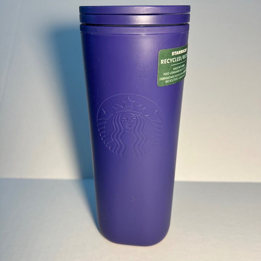 Starbucks 16oz Purple Recycled Plastic Travel Tumbler Cup 011161873 NEW